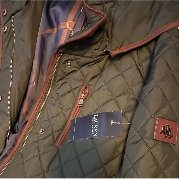 Ralph Lauren Diamond quilt jacket with faux leather trim XL NWT - Picture 10 of 17